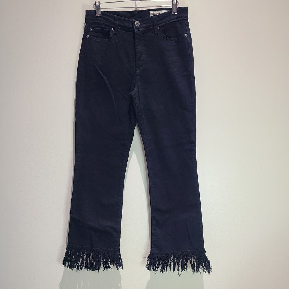 Pistola Jeans Size 28 Black Fringe Hem Cropped Boho Mid Rise Festival